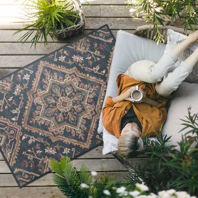 Tapis vinyle d’extérieur Motif végétal géométrique, style turc