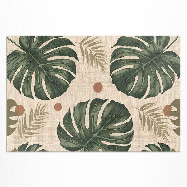 Tapis vinyle d’extérieur Fond en tissu avec des feuilles de monstera Boho