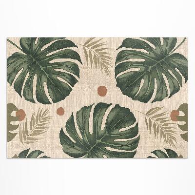 Tapis vinyle d’extérieur Fond en tissu avec des feuilles de monstera Boho