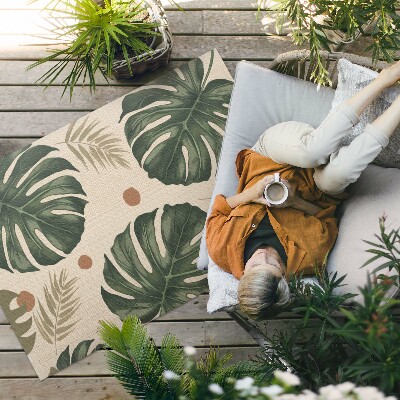 Tapis vinyle d’extérieur Fond en tissu avec des feuilles de monstera Boho