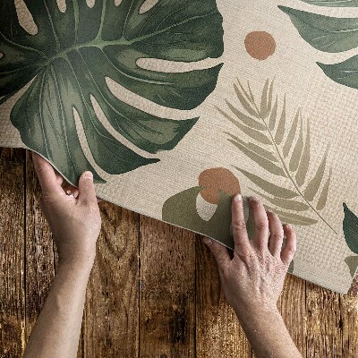 Tapis vinyle d’extérieur Fond en tissu avec des feuilles de monstera Boho