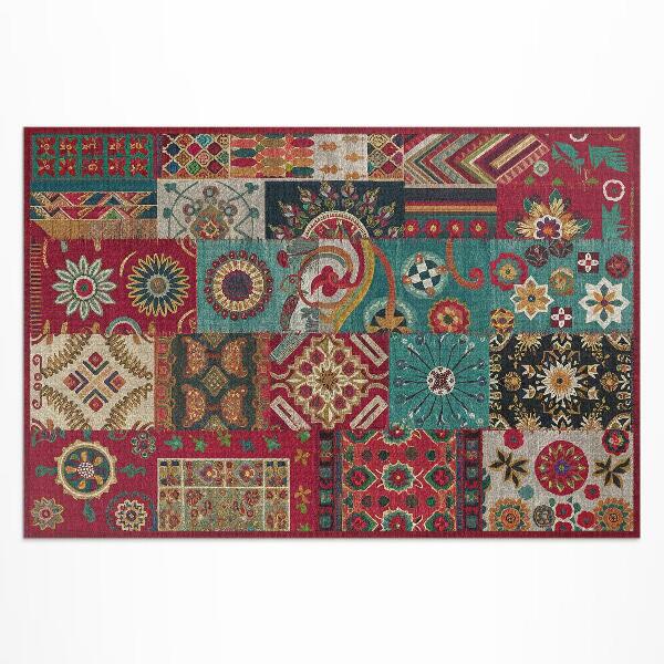 Tapis vinyle d’extérieur motif patchwork coloré de style persan