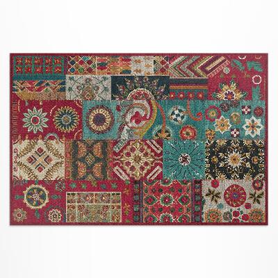 Tapis vinyle d’extérieur motif patchwork coloré de style persan
