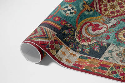 Tapis vinyle d’extérieur motif patchwork coloré de style persan