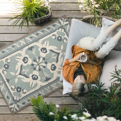 Tapis vinyle d’extérieur Carreaux portugais au délicat motif vintage