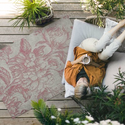 Tapis vinyle d’extérieur Motif floral vieilli vintage