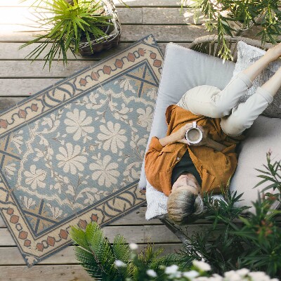 Tapis vinyle d’extérieur Motifs floraux géométriques dans un style rétro