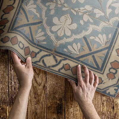 Tapis vinyle d’extérieur Motifs floraux géométriques dans un style rétro