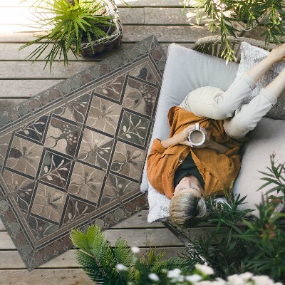 Tapis vinyle d’extérieur Géométrie élégante sur des carreaux vintage