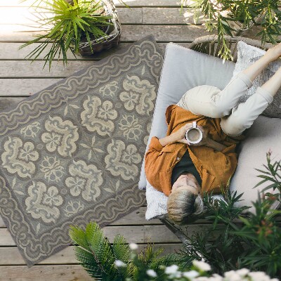 Tapis vinyle d’extérieur Géométrie rustique sur carreaux vintage