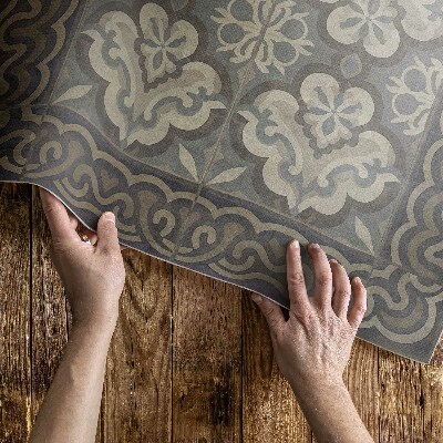 Tapis vinyle d’extérieur Géométrie rustique sur carreaux vintage