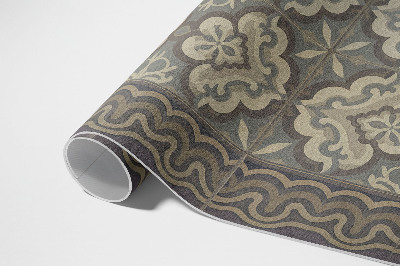 Tapis vinyle d’extérieur Géométrie rustique sur carreaux vintage