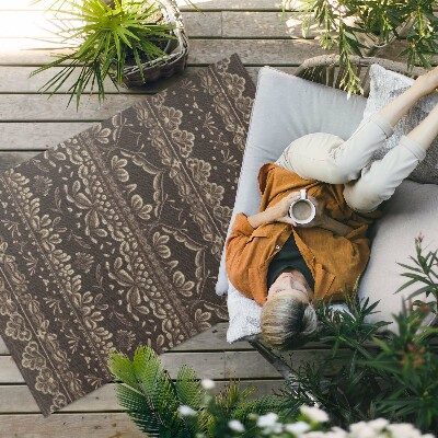 Tapis vinyle d’extérieur Tons terreux avec motifs botaniques