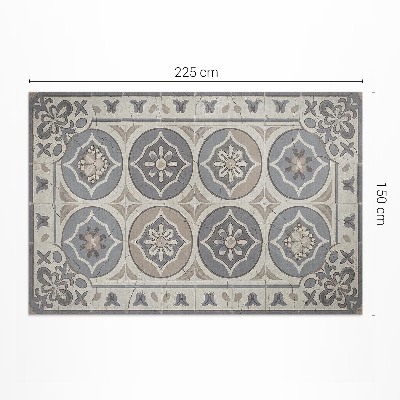 Tapis vinyle d’extérieur Fleurs sur carreaux de céramique rétro