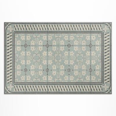 Tapis vinyle d’extérieur Carreaux floraux vintage