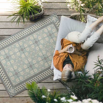 Tapis vinyle d’extérieur Carreaux floraux vintage