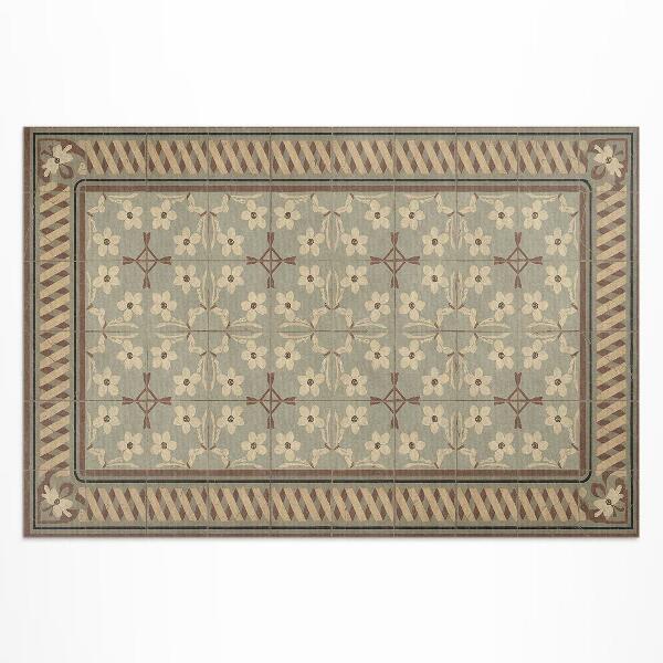 Tapis vinyle d’extérieur Fleurs et pétales dans des mosaïques de style rétro