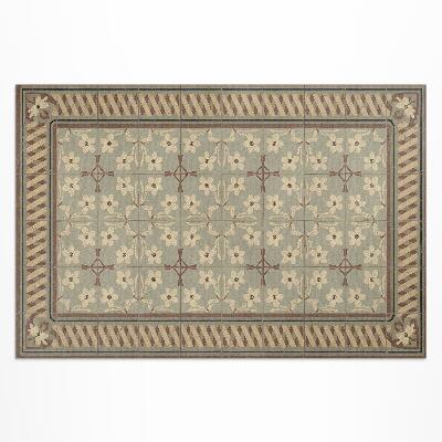 Tapis vinyle d’extérieur Fleurs et pétales dans des mosaïques de style rétro