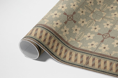 Tapis vinyle d’extérieur Fleurs et pétales dans des mosaïques de style rétro