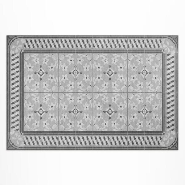 Tapis vinyle d’extérieur Ornement floral rétro sur carrelage