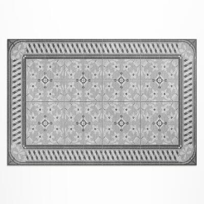 Tapis vinyle d’extérieur Ornement floral rétro sur carrelage