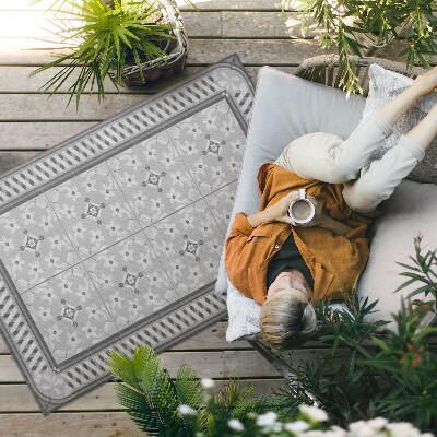 Tapis vinyle d’extérieur Ornement floral rétro sur carrelage