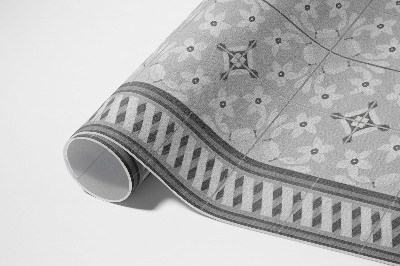 Tapis vinyle d’extérieur Ornement floral rétro sur carrelage