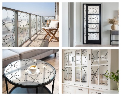 Film occultant fenêtre effet vitrail Losanges pointillés