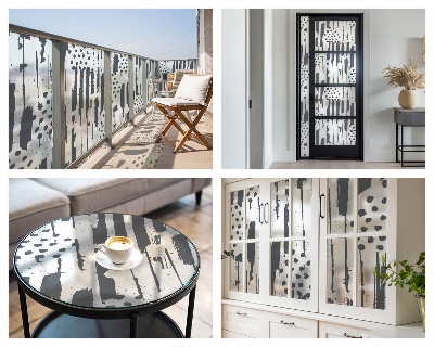 Film fenêtre décoratif occultant vitrail Rayures et pois