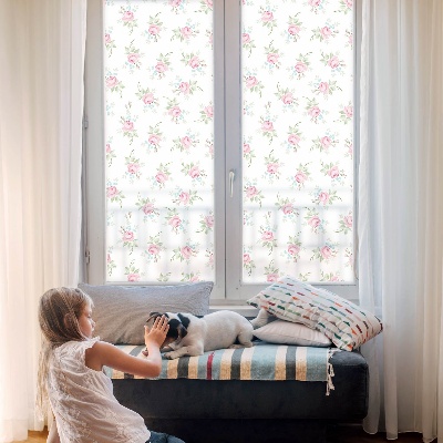 Film occultant fenêtre effet vitrail roses romantiques