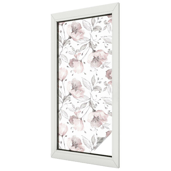 Film fenêtre décoratif occultant vitrail feuilles de rose