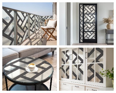 Film occultant fenêtre effet vitrail Rectangles entrelacés