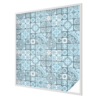 Film fenêtre décoratif occultant vitrail Carreaux bleus