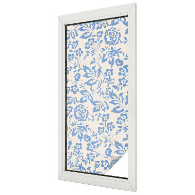 Vitrail autocollant pour fenêtre Fleurs feuilles