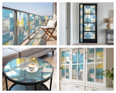 Film fenêtre décoratif occultant vitrail étoiles bleues