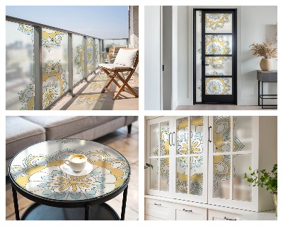 Autocollant pour vitrage mandalas colorés