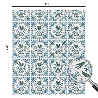 Vitrail autocollant pour fenêtre fleurs bleues