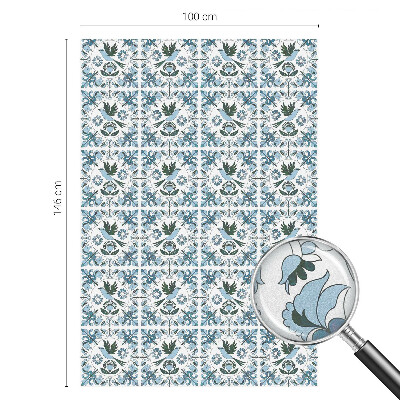 Vitrail autocollant pour fenêtre fleurs bleues