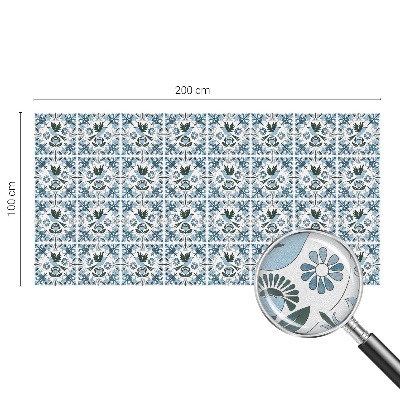 Vitrail autocollant pour fenêtre fleurs bleues