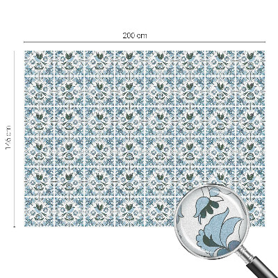 Vitrail autocollant pour fenêtre fleurs bleues