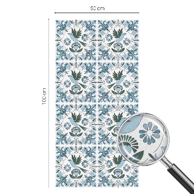 Vitrail autocollant pour fenêtre fleurs bleues