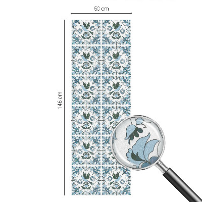 Vitrail autocollant pour fenêtre fleurs bleues