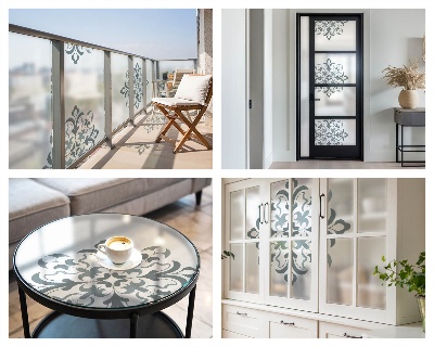 Film occultant fenêtre effet vitrail Ornement classique