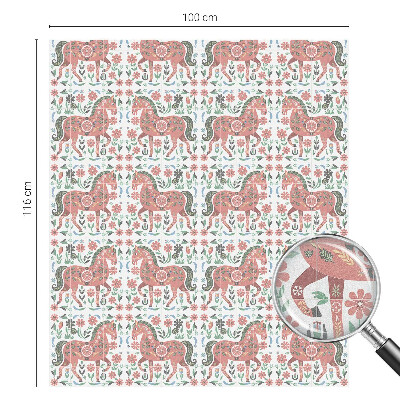 Film fenêtre décoratif occultant vitrail chevaux colorés