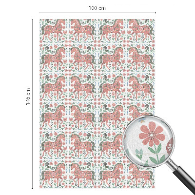 Film fenêtre décoratif occultant vitrail chevaux colorés