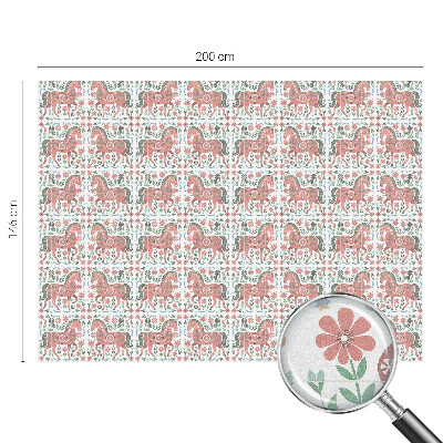 Film fenêtre décoratif occultant vitrail chevaux colorés