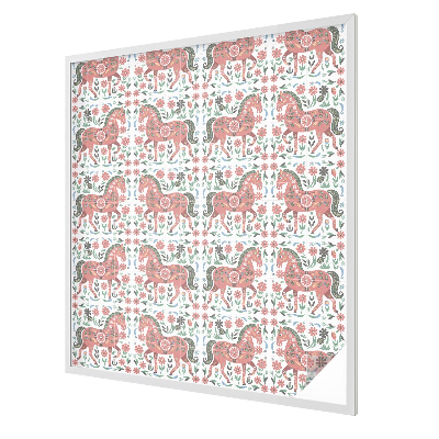 Film fenêtre décoratif occultant vitrail chevaux colorés