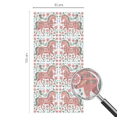 Film fenêtre décoratif occultant vitrail chevaux colorés