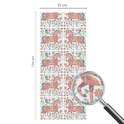 Film fenêtre décoratif occultant vitrail chevaux colorés