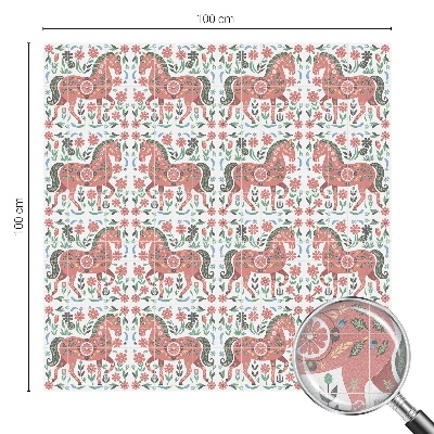 Film fenêtre décoratif occultant vitrail chevaux colorés